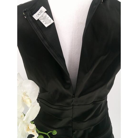 Cache Womens Ruched Cocktail Jeweled V-Neck Stretch Satin Bodycon Dress Size 10 - Picture 7 of 10